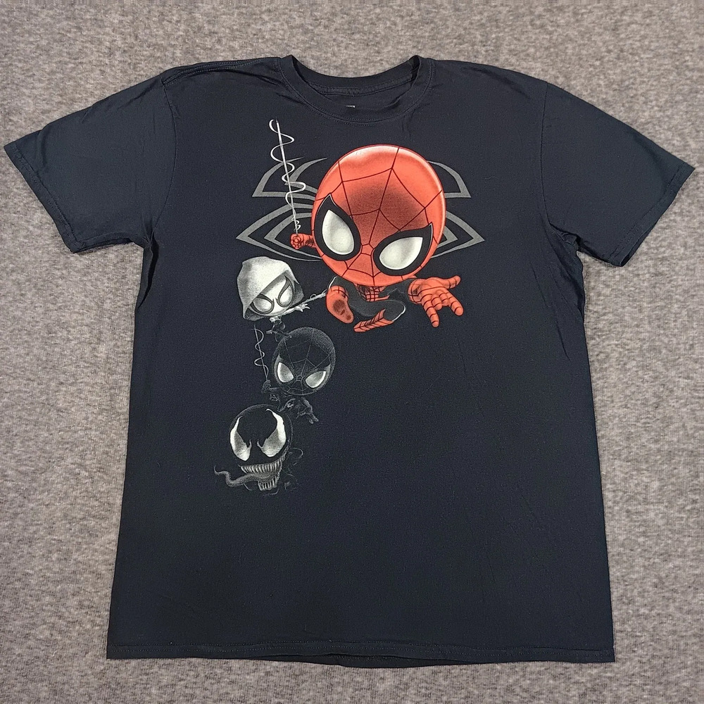 Marvel Spider-Man Venom Shirt Mens Large Black Chibi Graphic Tee Superhero